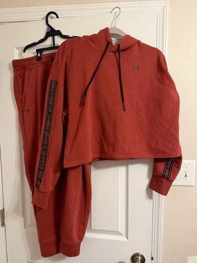 NWOT Under Armour Rust Red Cropped Hoodie and Matching Joggers